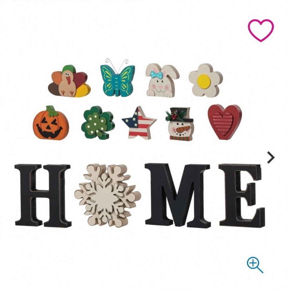 HOME Glitzhome‎ Shelf Sitter Seasonal Holiday 13-Piece Wooden Interchangeable